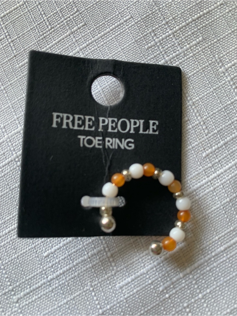 Free People White, Brown & Blue Beaded Toe Ring Set - Picture 4 of 7
